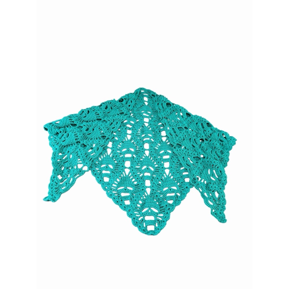 Handmade Crochet Shawl Wrap Triangle women or girls SKULL teal